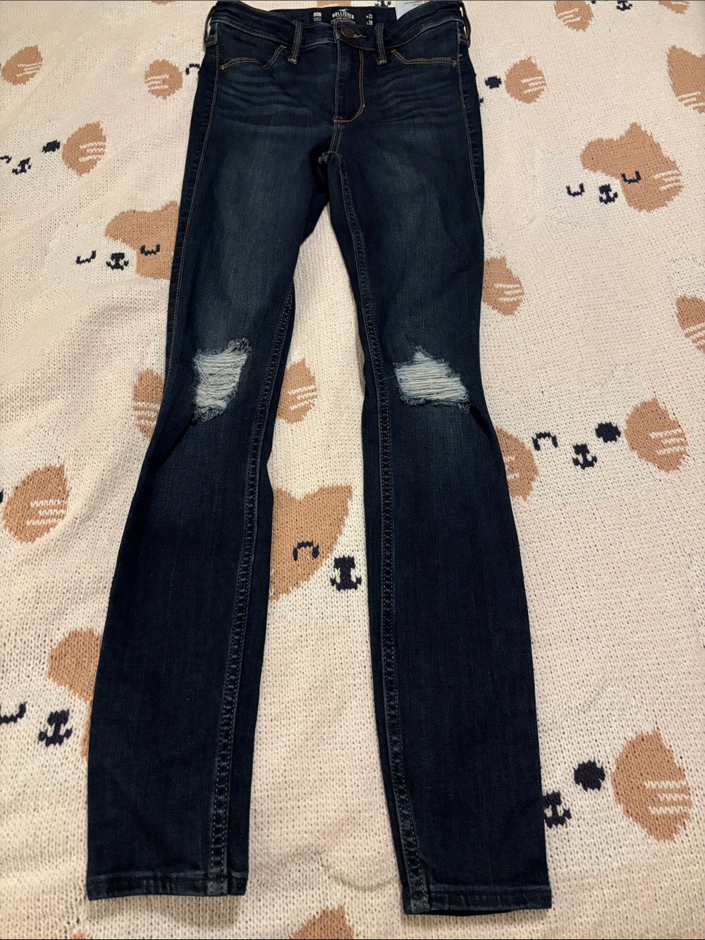 Hollister Dark Blue Distressed Skinny Jeans